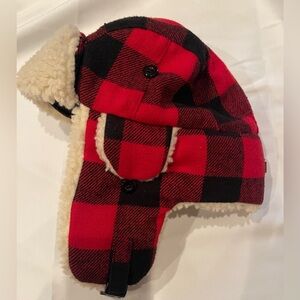 Crown Cap Red and Black Plaid Unisex Trapper Hat Size S